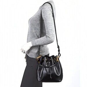 SAINT LAURENT Medium Emmanuelle Bucket Bag in Black Calfskin